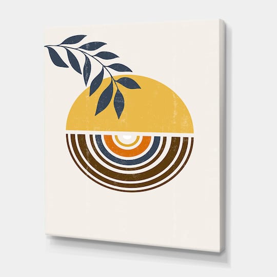 Designart - Abstract Sun Moon Leaves III